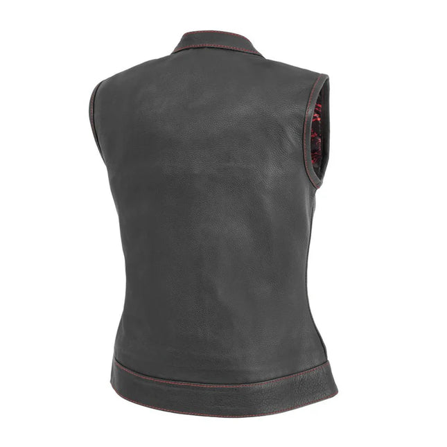 Women's Cowhide Club Vest Red Stitching