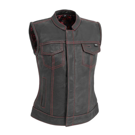 Women's Cowhide Club Vest Red Stitching