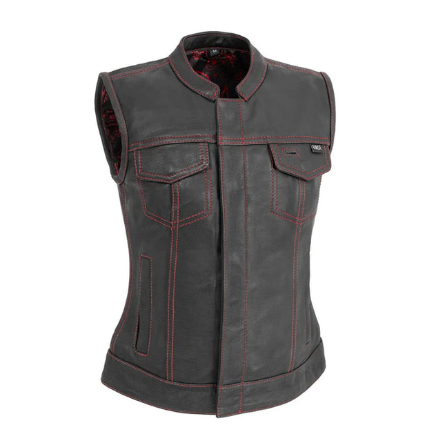 Women's Cowhide Club Vest Red Stitching