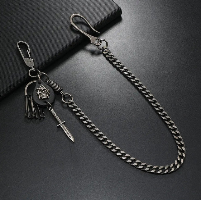 Skull and Dagger Wallet Chain