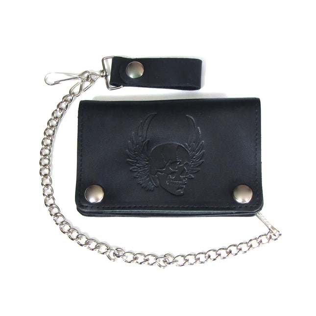 Short Wallet Skull W/Wings Black