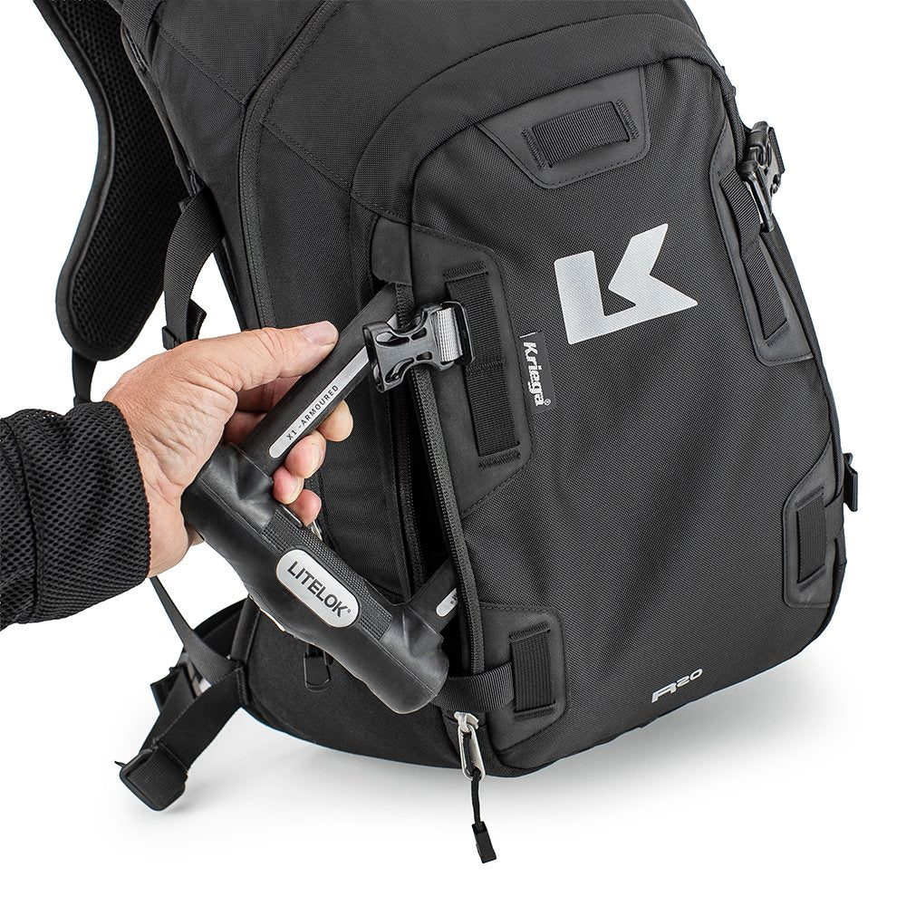 Kriega R20 Backpack, side and front pocket detail