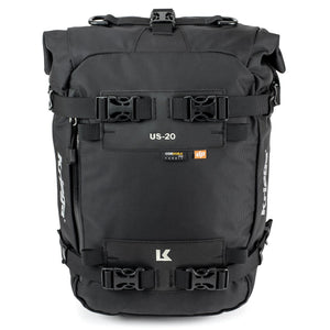 Kriega US 20 Drypack front view showing compression and mounting straps