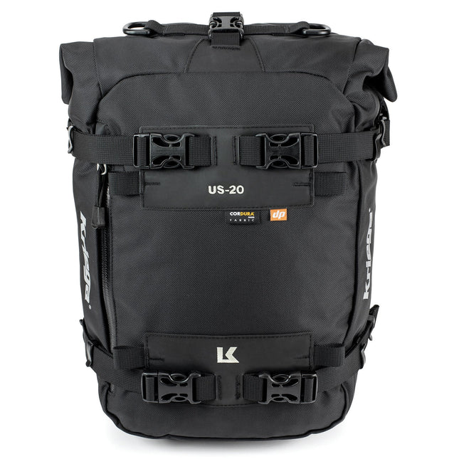 Kriega US 20 Drypack front view showing compression and mounting straps