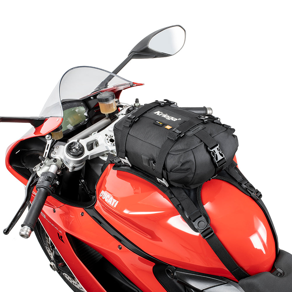 Kriega US-5 Drypack mounted as a tank bag with the separately sold converter