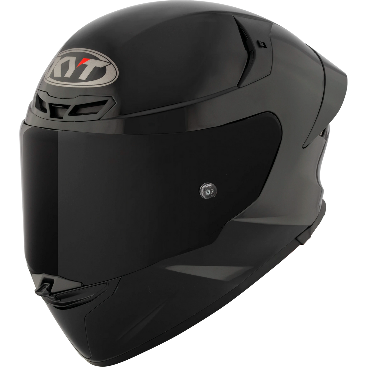 KYT TT-Revo solid full face helmet in Gloss Black, front left view
