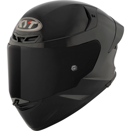 KYT TT-Revo solid full face helmet in Gloss Black, front left view