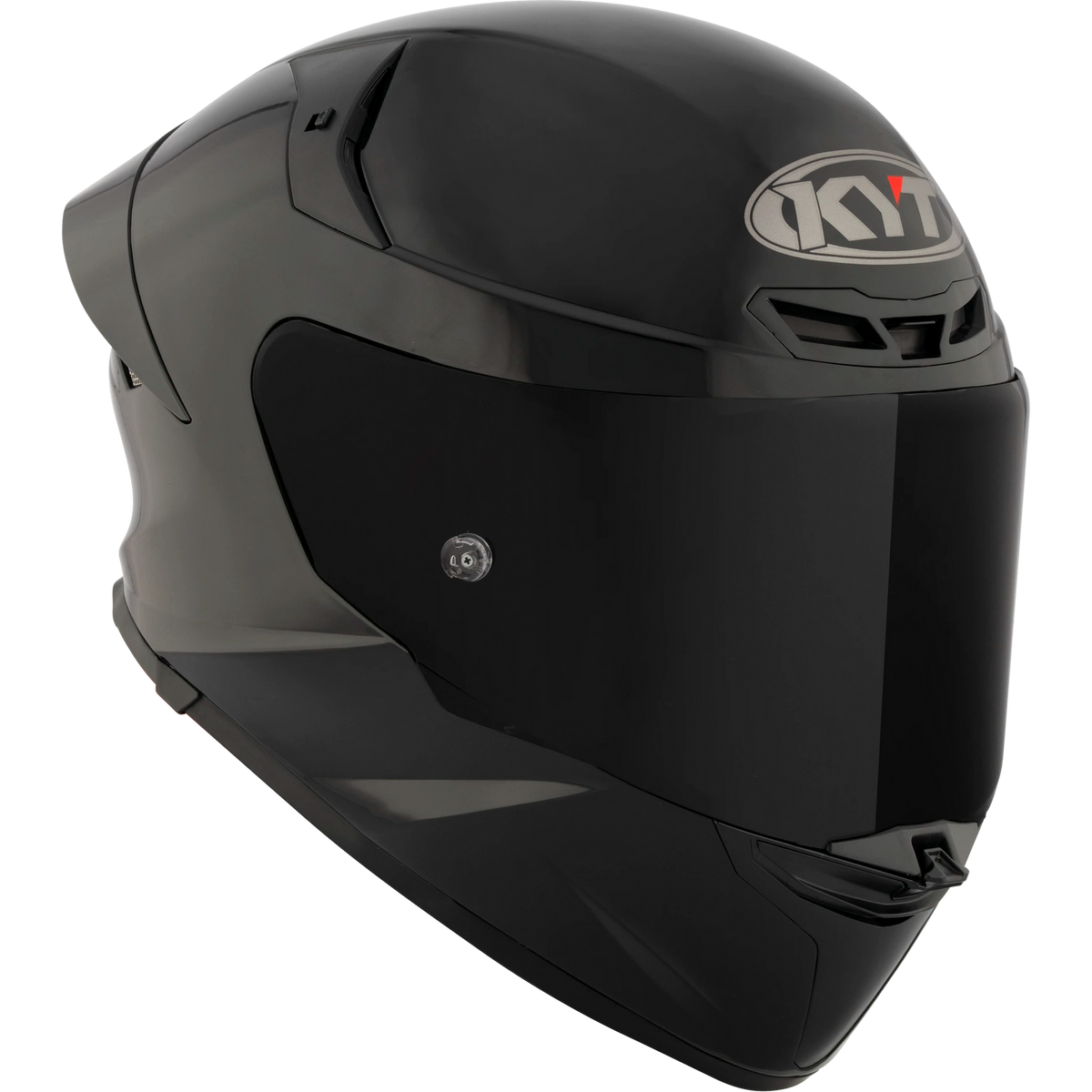 KYT TT-Revo solid full face helmet in Gloss Black, front right view