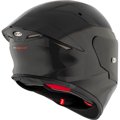 KYT TT-Revo solid full face helmet in Gloss Black, rear right view
