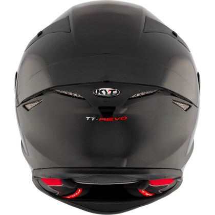 KYT TT-Revo solid full face helmet in Gloss Black, rear view