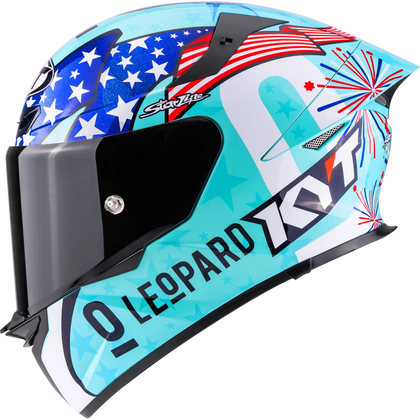 KYT TT-REVO Special Editions Leopard Americas Replica helmet, left side view