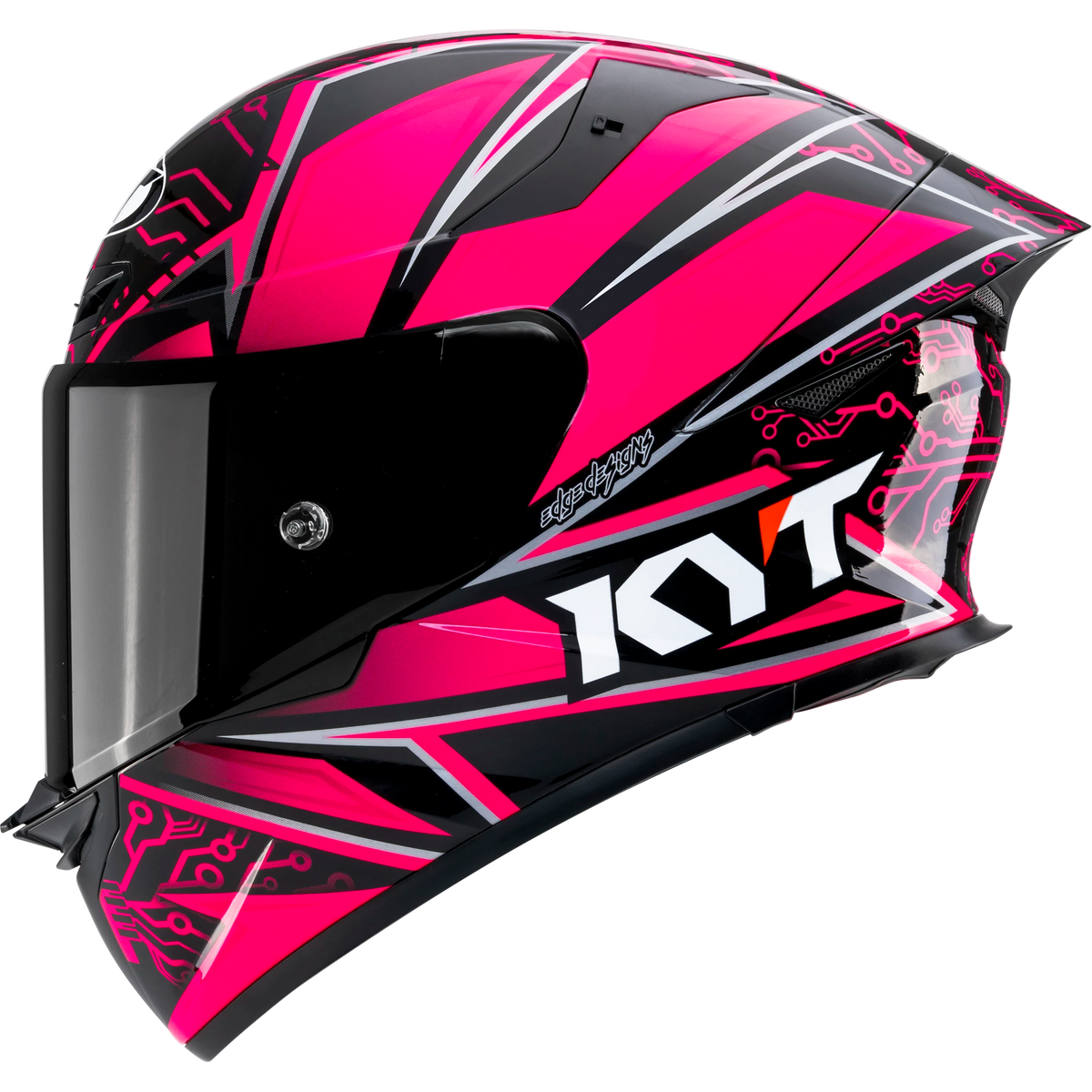 KYT TT-REVO Special Editions Hyper Pink helmet, left side view