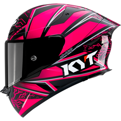 KYT TT-REVO Special Editions Hyper Pink helmet, left side view