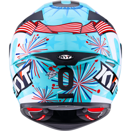 KYT TT-REVO Special Editions Leopard Americas Replica helmet, rear view