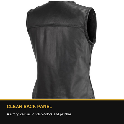 Ladies Cowhide Club Vest clean back panel for patches