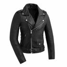 Ladies Popstar black leather motorcycle jacket front view