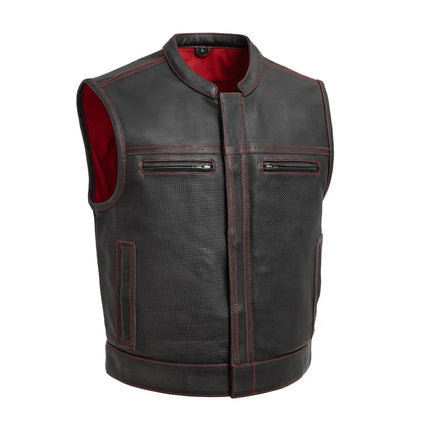 Low Rider Perforated Vest Solid Black Leather