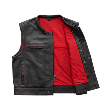 Low Rider Perforated Vest Solid Black Leather