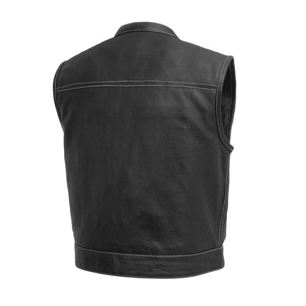Low Rider Perforated Vest Solid Black Leather