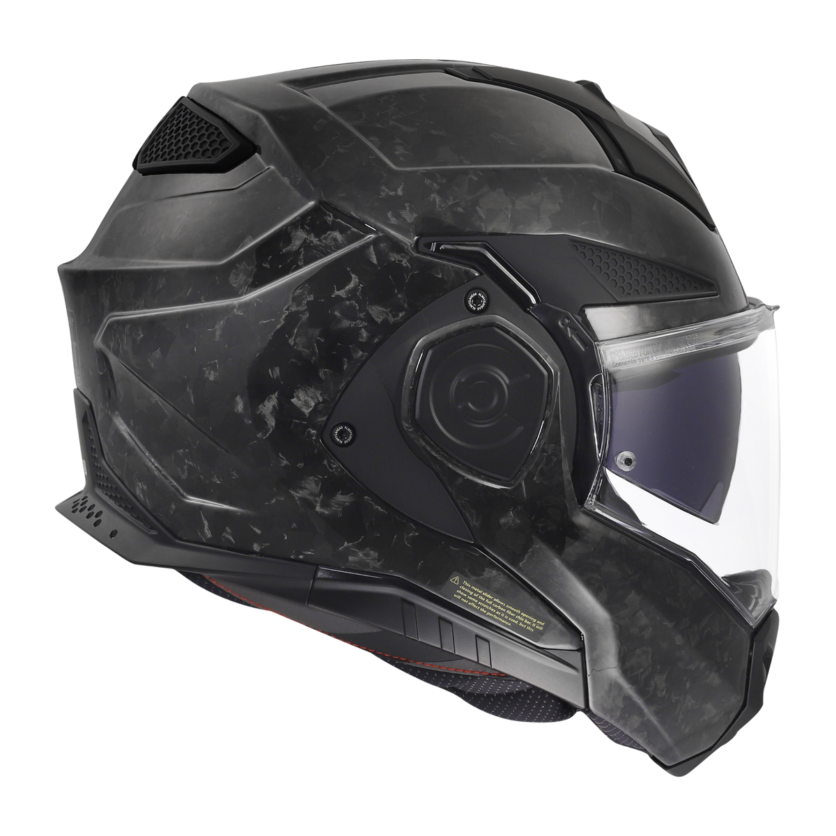 LS2 Advant X Carbon Full Forged helmet forged carbon shell and chin bar detail