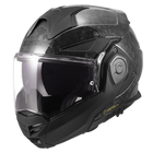 LS2 Advant X Forged Gloss Carbon with matte-black chin bar - front three-quarter view