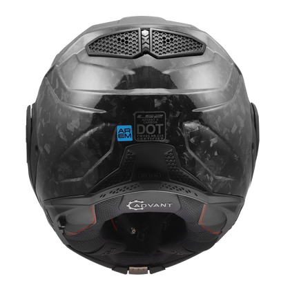 LS2 Advant X Forged Gloss Carbon with matte-black chin bar - rear view