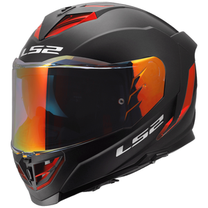 LS2 Assault III Solid Matte Black Red front three-quarter view