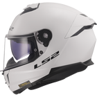 LS2 Stream II helmet in Gloss White, left side profile with internal sun shield lowered