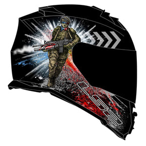 LS2 Assault Commando Graphic: SPECIFICATIONS

SHELL 
Meets or exceeds DOT FMVSS 218 and ECE 22