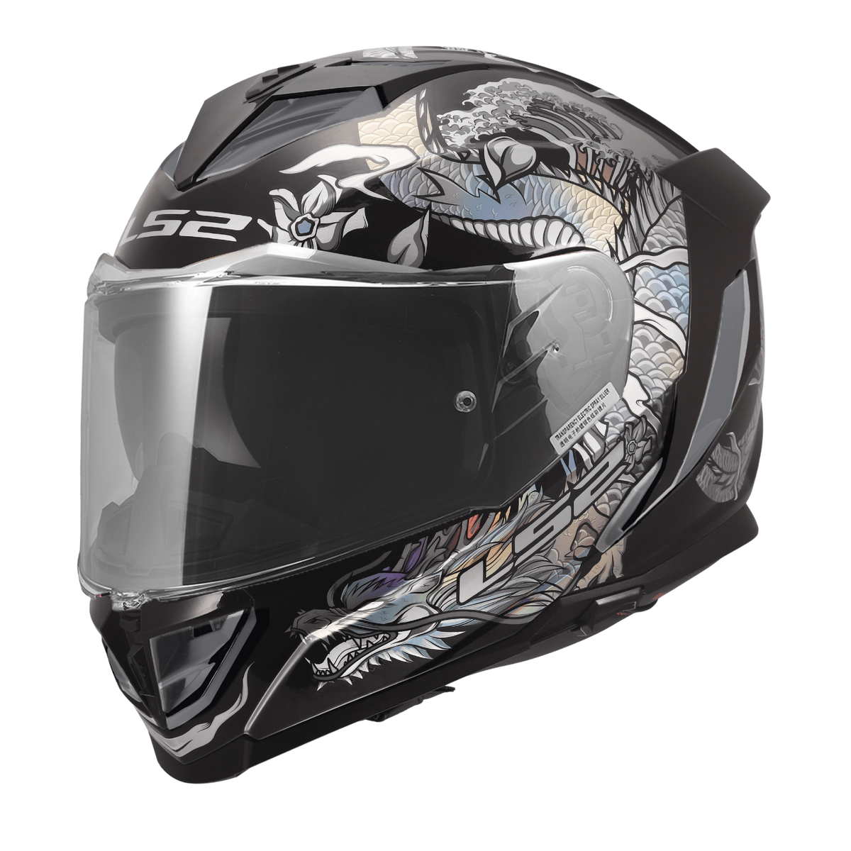 LS2 Assault III Warrior Krome full face helmet in gloss black and silver