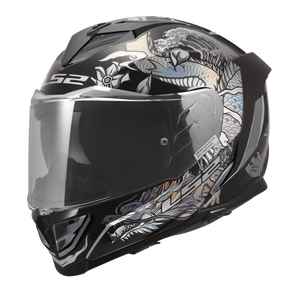 LS2 Assault III Warrior Krome full face helmet in gloss black and silver