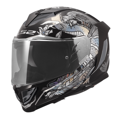 LS2 Assault III Warrior Krome full face helmet in gloss black and silver
