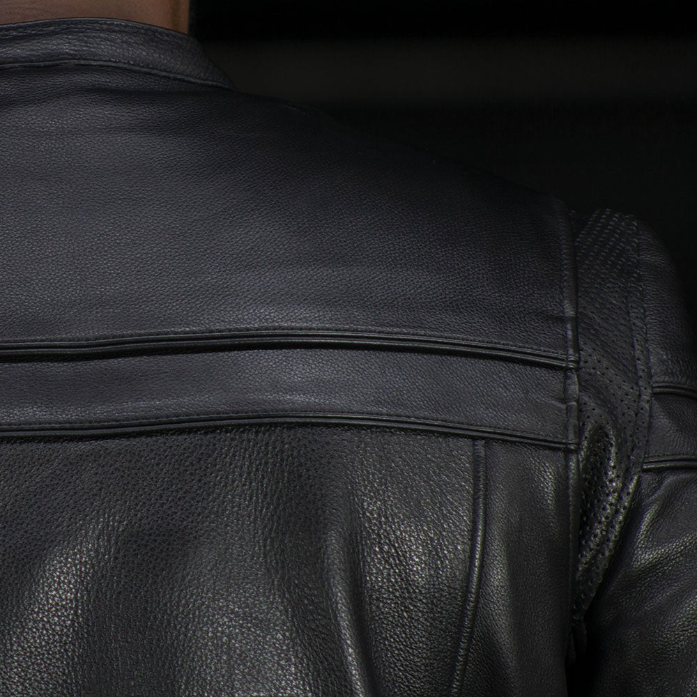 Maverick leather jacket perforated action-back and vent detail