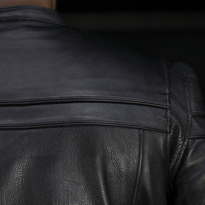 Maverick leather jacket perforated action-back and vent detail