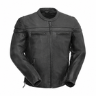 Men's Maverick black cowhide motorcycle jacket, front view