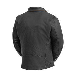 Men's Classic Ronnie black leather motorcycle jacket back view