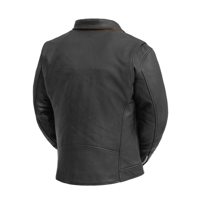 Men's Classic Ronnie black leather motorcycle jacket back view