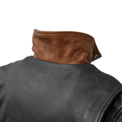 Men's Classic Ronnie jacket brown contrast leather under collar detail