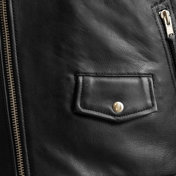 Men's Classic Ronnie jacket leather pocket and zipper detail