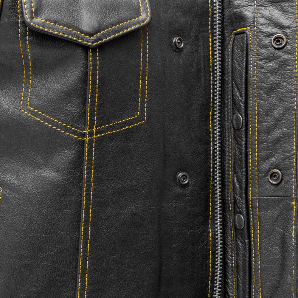 Men's Paisley Leather Cut Gold front closure detail