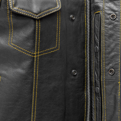 Men's Paisley Leather Cut Gold front closure detail