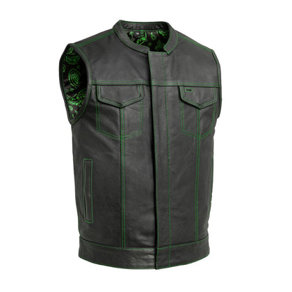 Men's Paisley Leather Cut in Green front view
