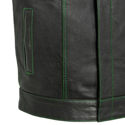 Men's Paisley Leather Cut Green waist pocket detail