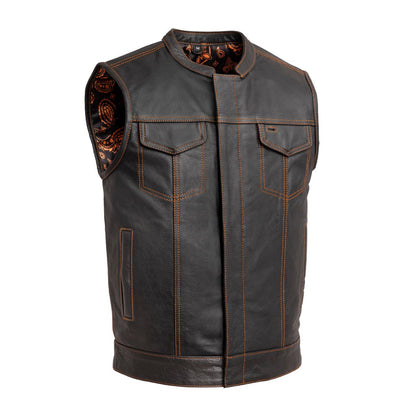 Men's Paisley Leather Cut in Orange front view
