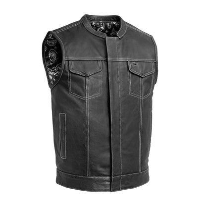 Men's Paisley Leather Cut in White front view