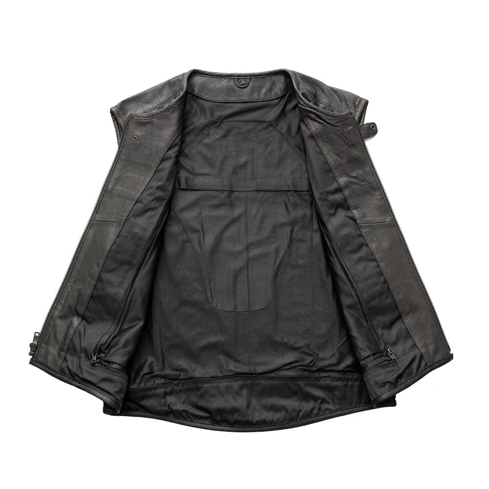 Men's Raceway Vest: Feel the breeze as you hit the road with the Raceway Men's Motorcycle SWAT Style Perforated Vest