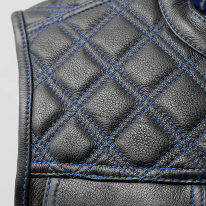 Men's Reaper vest blue diamond shoulder stitching detail