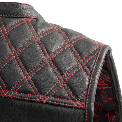 Men's Reaper vest red diamond shoulder stitching detail