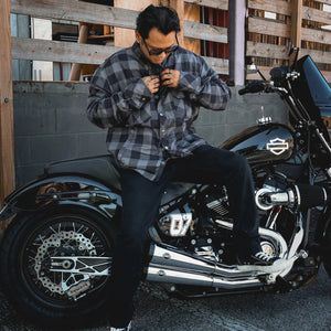 Black and Gray men's armored riding flannel alternate view