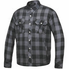 Men's armored riding flannel in Black and Gray plaid